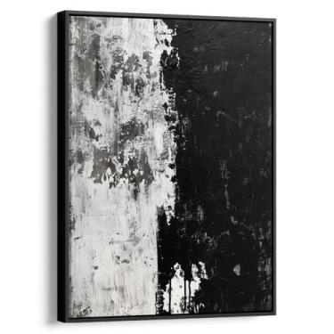 Imagem de Quadro Abstrato Preto e Branco - Dualidade das Texturas Contrastantes 
