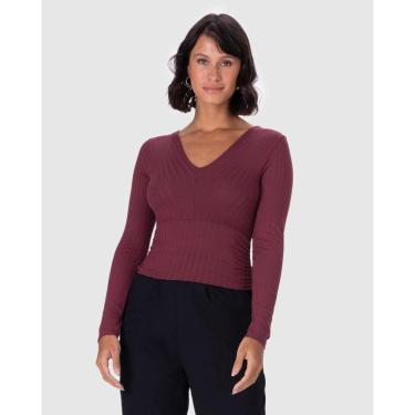 Imagem de Blusa Feminina Recorte Franzido Lateral Em Malha Canelada De Viscose-Feminino