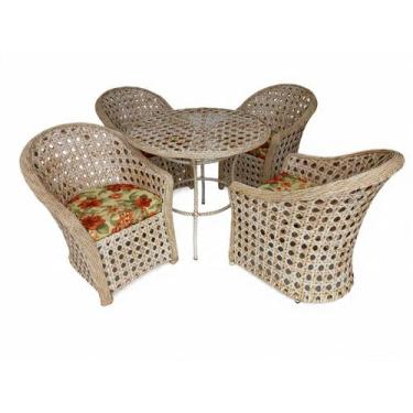 Imagem de Jogo Minas 4 Poltronas 1 Mesa Redonda 90cm em Fibra Sintética com Trat