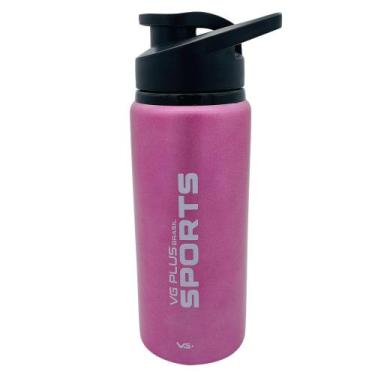 Imagem de Garrafinha Squeeze Alumínio Brilhante com Trava 600ml Academia VG+, Ro
