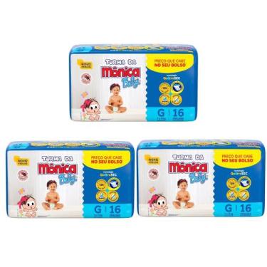 Imagem de Fraldas Turma da Mônica Baby Jumbinho Tamanho G - 3 Pacotes Com 16 Fra