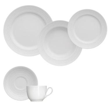 Imagem de Jogo Jantar Chá 20 Peças Chevron Branco Germer Porcelanas