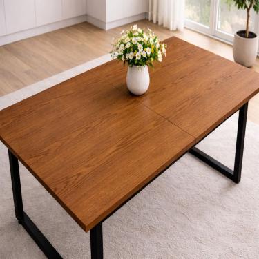 Imagem de Mesa De Jantar Grande 190cm Base De Ferro Estilo Industrial