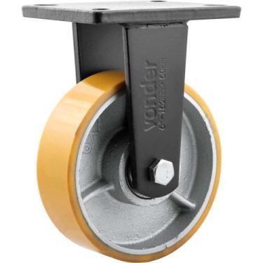 Imagem de Rodízio Fixo Industrial 6", de Poliuretano e Ferro Fundido, Laranja, V