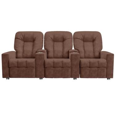 Imagem de Poltrona Reclinável 3 Lugares Romeo F05 Veludo Encosto e Assento Reclináveis Terracota Lyam Decor