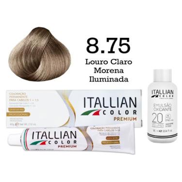 Imagem de Coloração 8.75 Louro Claro Morena Iluminada + Oxi 20 Vol  Itallian Col