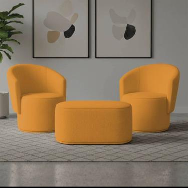 Imagem de Poltrona Kit 2 e Puff Orgânico Malu Max Bouclê M11 - D`Rossi