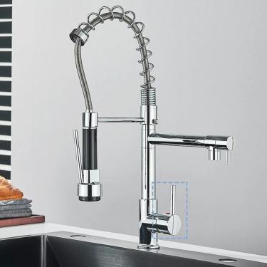 Imagem de Torneira de Cozinha Gourmet Monocomando para Bancada com Acabamento Cromado Triplo Bica...