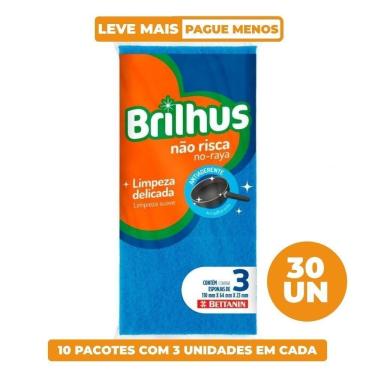 Imagem de Kit Esponja Multiuso Não Risca Brilhus para Limpezas Delicadas em Formato Retangular Amarelo Bettanin