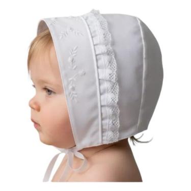Imagem de Touca Para Batizado Algodão E Renda Mandrião Papilloo