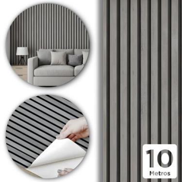Imagem de Papel De Parede Ripado Cinza Madeira 10m x 45cm Lavável Autocolante Ef