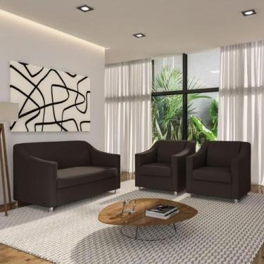 Imagem de Kit Sofá 2 Lugares Namoradeira Com 2 Poltronas De Barbearia - Móveis M