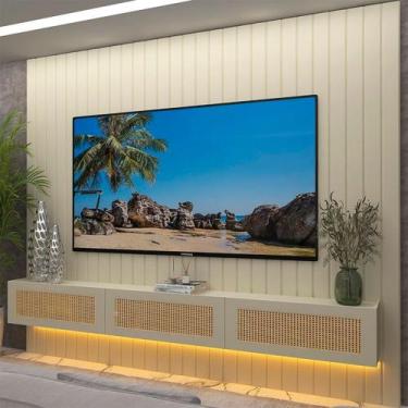 Imagem de Estante para TV e Home Theater Ripado para TV até 84 Polegadas com LED
