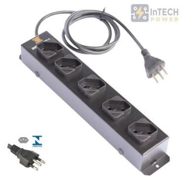Imagem de Filtro de linha com 5 tomadas individual até 10a - 220v - cabo 1,2m pr