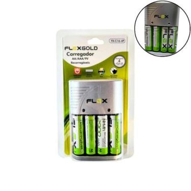 Imagem de Carregador De Pilhas Aa/Aaa/9v Fxc164p Bivolt - FLEX