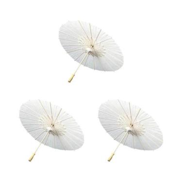 Imagem de Guarda-chuvas De Papel Brancos 60cm Para Casamento, Adereço Fotográfic