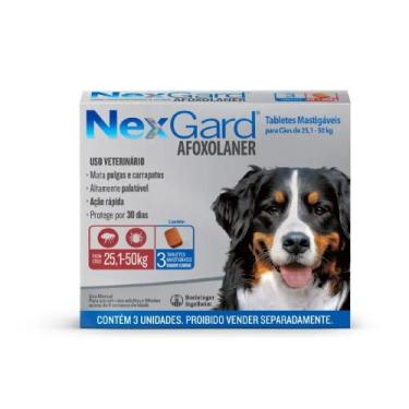 Imagem de Nexgard Antipulgas E Carrapatos Cães 25 A 50kg 3 Comprimidos - Boehrin