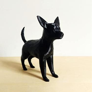 Imagem de Cachorro Chihuahua Decorativo - 10 Cm Altura -Toque 3D Cor: Preto