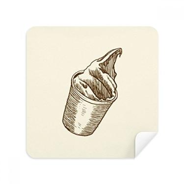 Imagem de Xícara marrom para desenho manual de sorvete, óculos de limpeza, tecido de camurça, pacote com 2