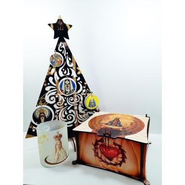 Imagem de Kit Arvore de Natal A3 MDF Nossas Senhoras + Caixa presente + Caneca