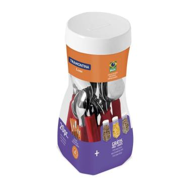 Imagem de Conjunto Talheres Mesa Tramontina Leme Vermelho 20 Peças