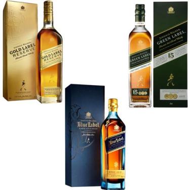 Imagem de Kit 3 Whisky Johnnie Walker Gold Label + Green Label + Blue Label