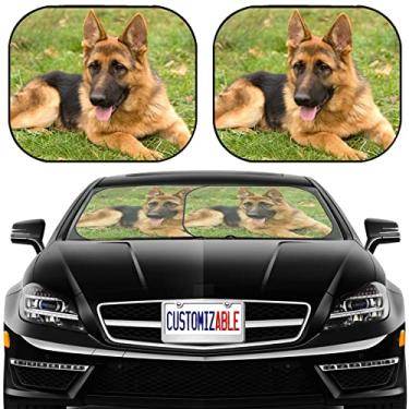 Imagem de MSD Para-sol de para-brisa de carro, ajuste universal, 2 peças para para-sol de janela de carro, capa protetora dobrável automotiva, retrato de pastor alemão ID 6583954