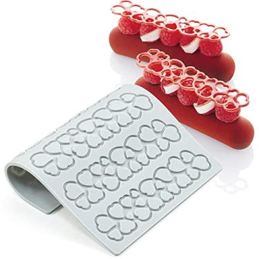 Imagem de TUKE - Moldes de silicone 3D de folha oca de coração, geometria, 16,7 x 13,2 x 0,3 cm, cor aleatória, sem BPA, para chocolate, fondant, decoração de bolo e festa