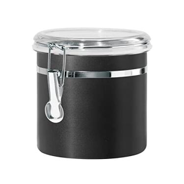 Imagem de Oggi Stainless Steel Canister with Clear Acrylic Lid and Locking Clamp Food Storage Container, 36-ounce, Black