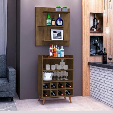 Imagem de Cantinho Bar Paris1 Aparador Buffet e 1 Painel 3 Prateleiras Ferrara - Rede Móveis