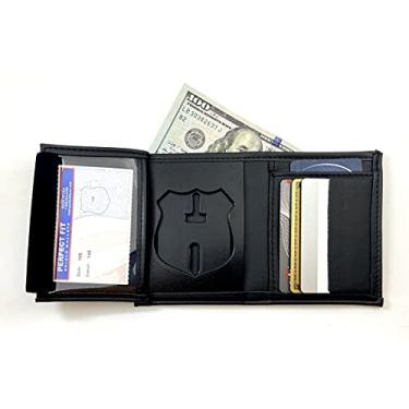 Imagem de Perfect Fit Shield Wallets NYPD Patrol Officer New York City Police Department Patrolman Hidden Badge Wallet Couro Preto (Corte PF-145), Preto, Carteira, preta