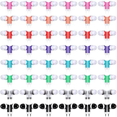 Imagem de 160 pacotes de fones de ouvido em massa com fio fones de ouvido para crianças sala de aula para estudantes, fones de ouvido individualmente ensacados, 8 cores fones de ouvido fones de ouvido em massa para sala de aula biblioteca escolar