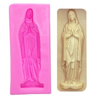 Imagem de Linda virgem Mary Funny Madonna DIY 3D molde de silicone para fazer bloco de gelo doces sabonete de chocolate sabonete mousse gelatina decoração de assadeira ferramenta Notre Dame