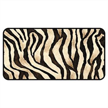 Imagem de Tapetes de cozinha zebra leopardo impressão vintage tapetes e tapetes de área de cozinha antiderrapante tapete de cozinha tapete de pé lavável para chão de cozinha escritório em casa pia lavanderia interior exterior 101,6 x 50,8 cm
