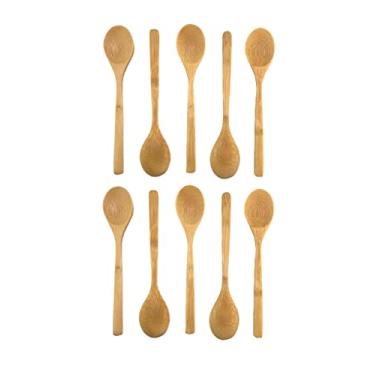 Imagem de JapanBargain, Conjunto de colheres de jantar de bambu com 10 peças, colheres de madeira reutilizáveis de 20 cm para crianças, aperitivo, sobremesa, sorvete, iogurte, frutas, lanches, condimentos