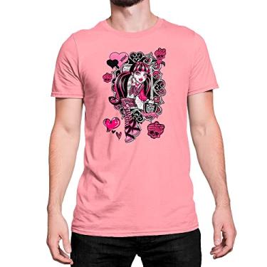 Imagem de Camiseta T-Shirt Monster High Draculaura Flores Corações Cor:Rosa;Tamanho:P