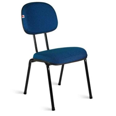 Imagem de Cadeira Secretária Pé Palito Tecido Azul Com Preto - Shop Cadeiras