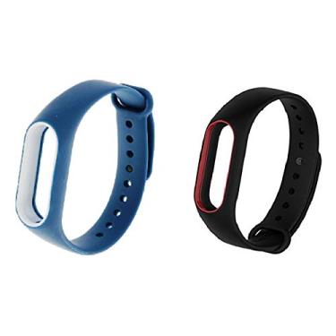 Imagem de Kit 2 Pulseiras Xiaomi NSmart compatível com MI Band 2 - Azul_branco/Preto_Vermelho