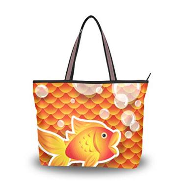 Imagem de Bolsa tote pequena colorida de peixe dourado bolsa de ombro para mulheres e meninas, Multicolorido., Large