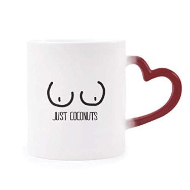Imagem de Caneca Just Coconuts com desenho divertido sensível ao calor, copo de grés que muda de cor vermelha
