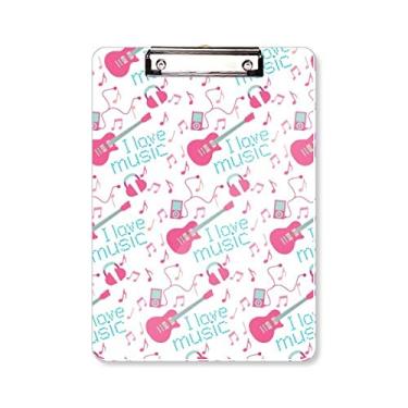 Imagem de Prancheta com estampa de música de guitarra rosa azul A4