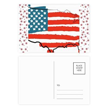 Imagem de Estrelas e listras Bandeira dos Estados Unidos Mapa País Natal Flor Celebração Cartão Postal Bênção Cartão de correio