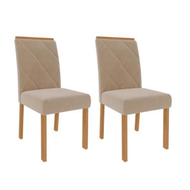 Imagem de Conjunto com 2 Cadeiras Fernanda Nude e Madeira