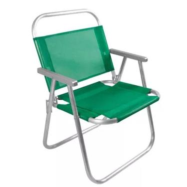 Imagem de Cadeira De Praia Reforçada Aluminio 150kg- verde bandeira 