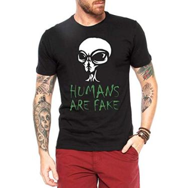 Imagem de Camiseta Criativa Urbana ET Alien Humans Are Fake Preto GG
