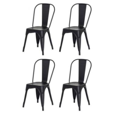 Imagem de Kit com 4 Cadeira Tolix Iron Design Preto Fosco Aço Industrial Sala Cozinha Jantar Bar
