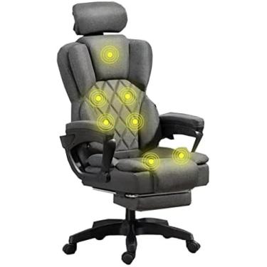 Imagem de Cadeira De Escritório De Massagem Cadeira De Escritório Executivo Aquecida E Ergonômica Cadeira De Mesa De Computador Com Cadeiras Giratórias De Massagem De 7 Pontos Com Apoio Para Os Pés E Traves