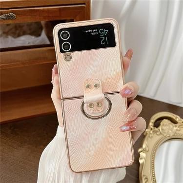 Imagem de Capa dobrável para Samsung Galaxy Z Flip 5 ZFlip 4 ZFlip 3 Capa de couro para Samsung Z Fold5 Z Fold4 Z Fold3 com capa de fivela de anel, rosa, para Samsung Z Fold5