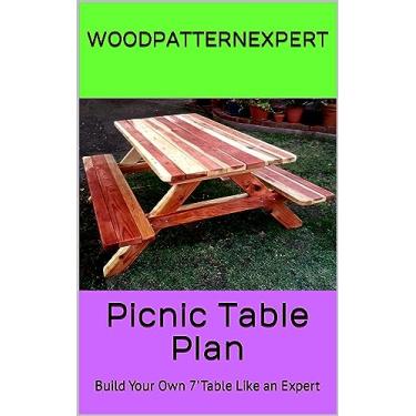 Imagem de Mesa de piquenique com planos de papel BENCHES tão fáceis para iniciantes, parecem especialistas, construa o seu próprio tamanho familiar para o seu quintal usando esta padronagem faça-você-mesmo passo por passo da WoodPadExpert