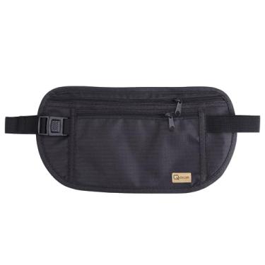 Imagem de Pochete Doleira Porta Dinheiro Para Viagem Preto Cinto Elástico Documento Passaporte Dólar